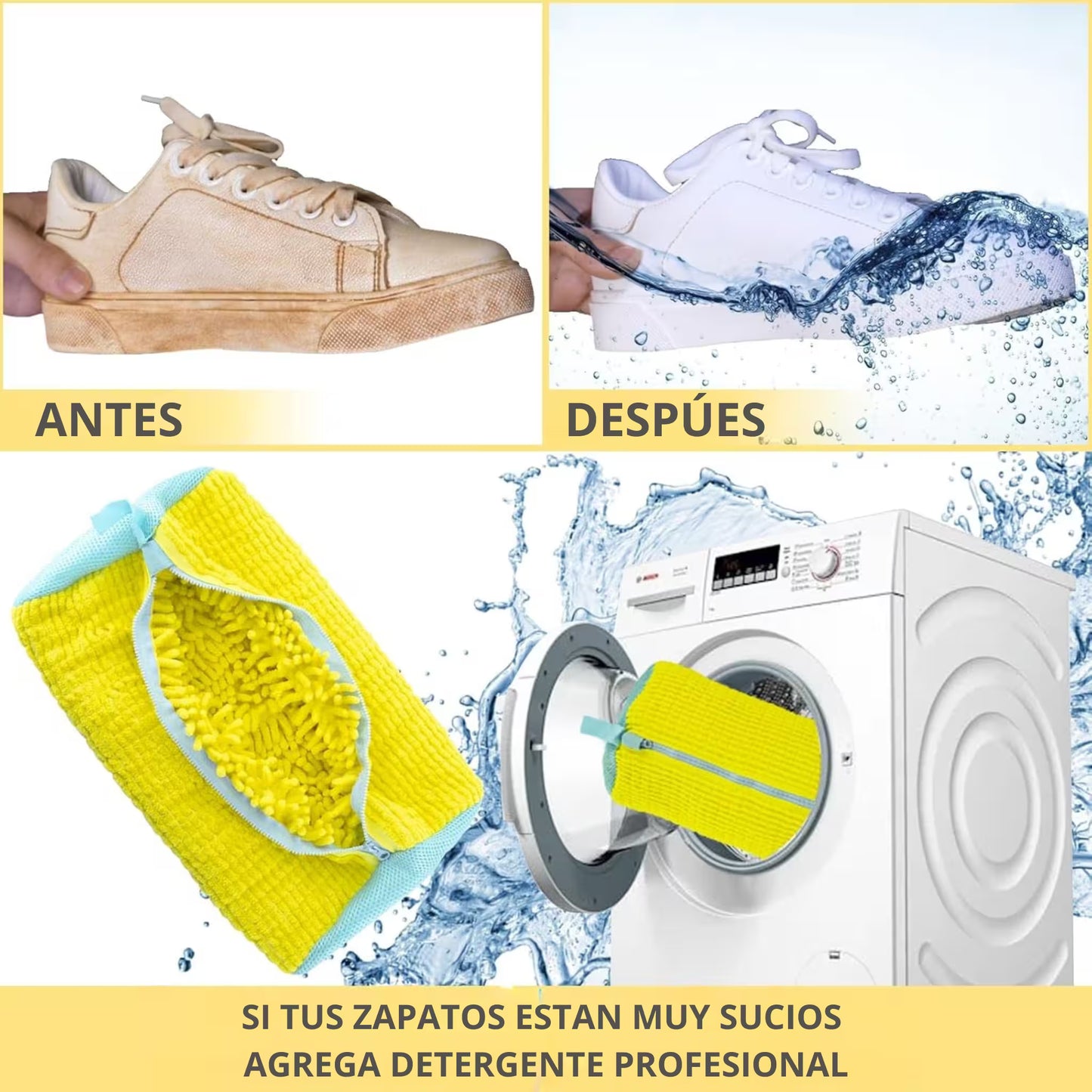 CleanStep™ Bolsa Protectora para Lavar Zapatos en Lavadora Limpieza Profunda Sin Dañar Tus Zapatillas
