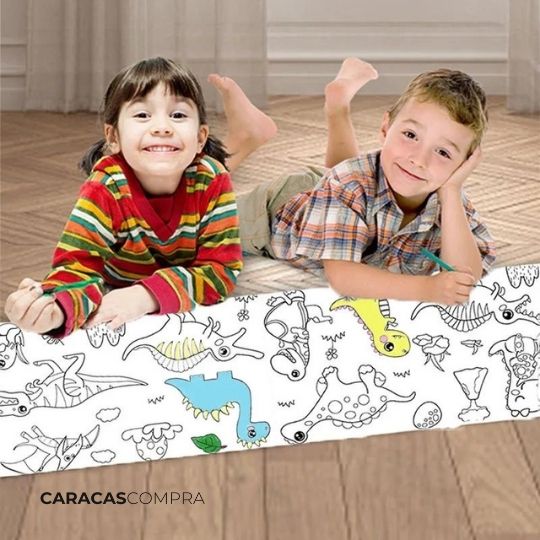 Deja que sus mentes brillen, no sus pantallas 🎨 Rollo de papel para colorear 3mt
