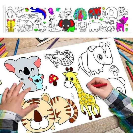 Deja que sus mentes brillen, no sus pantallas 🎨 Rollo de papel para colorear 3mt