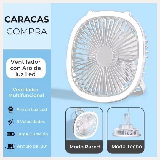 Refresca e Ilumina tus Espacios 🤩 Mini Ventilador con Luz Led