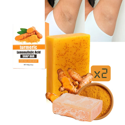 LumiSkin™ Set de 2 Jabones de cúrcuma y Acido Kojico, Adiós manchas oscura, Adiós Acné